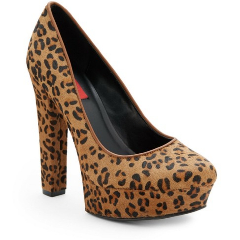 Leopard PT calf hair leather platform pumps!